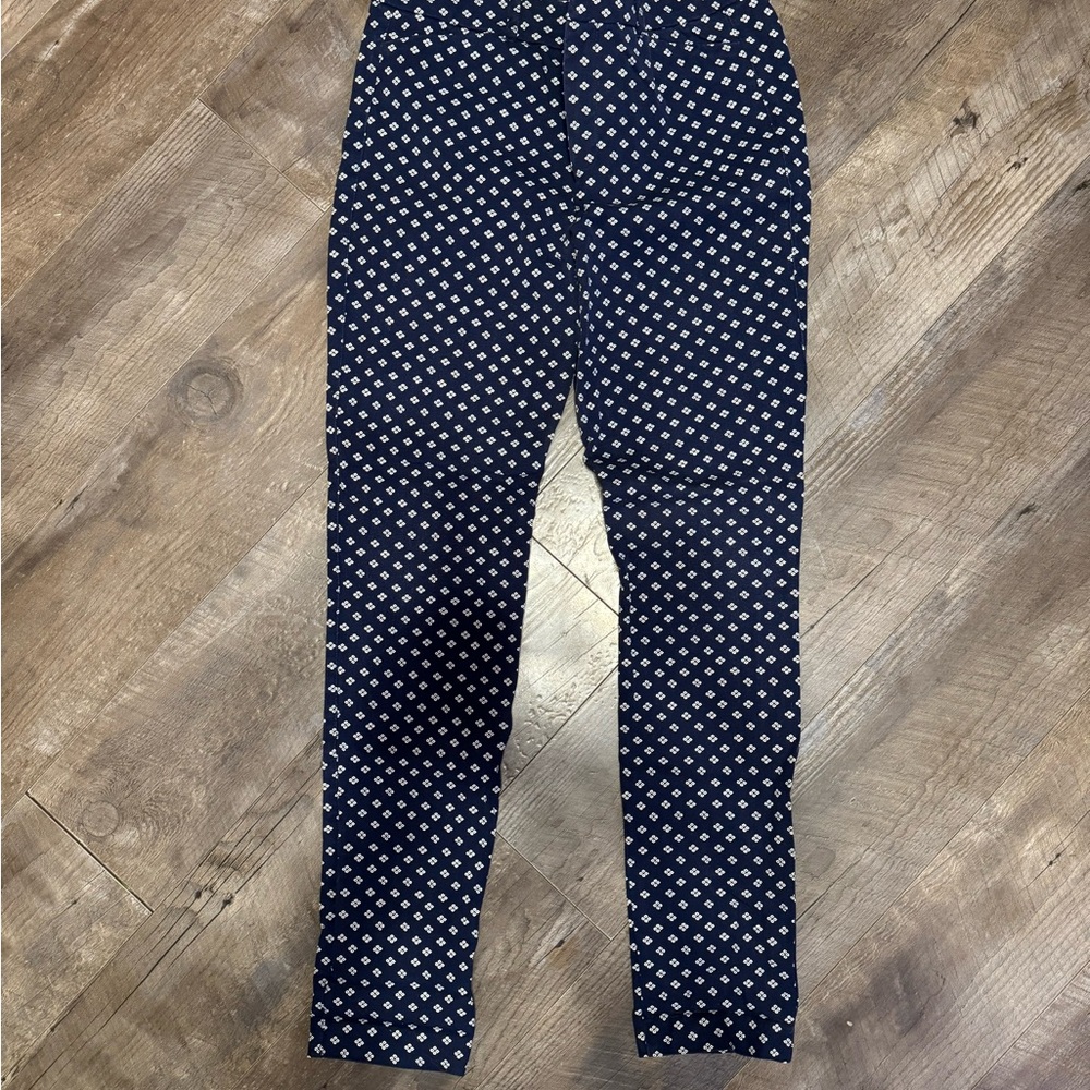 Navy and White Patterned Pants